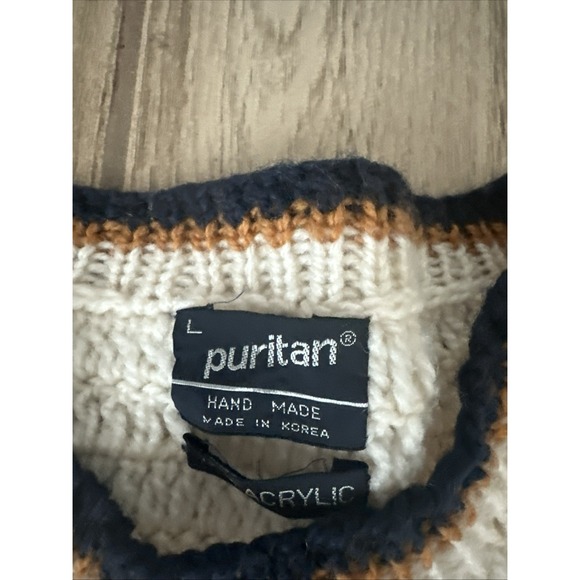 Vintage‎ Knit Sweater crochet granny square Grandpa Core large handmade Puritan - Picture 6 of 8